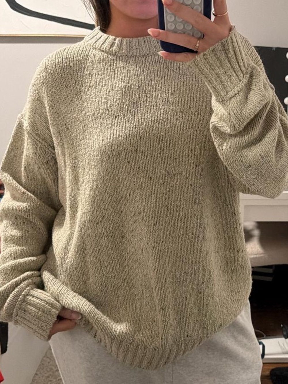 BDG Heathered Taupe Crewneck Sweater